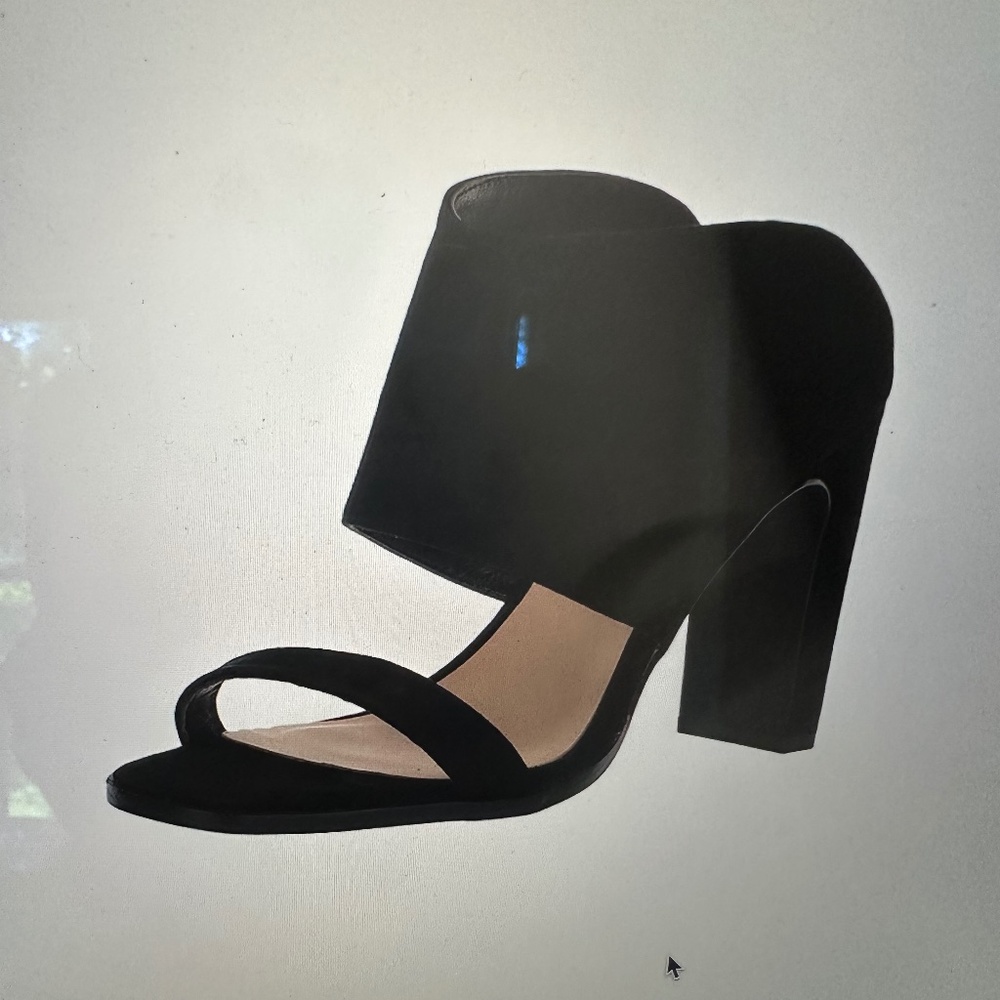 42 Gold brand new black suede heels size 7.5.  Beautiful at every angle.